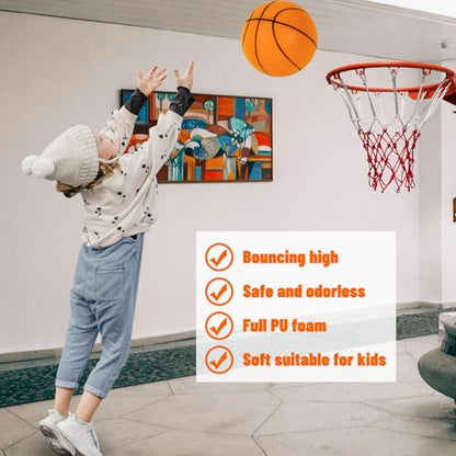 Silent Basketball for Indoor Use - Quiet Training Foam Ball, Size 7 (24cm), Noiseless Bouncing, Soft Grip - Ideal for Indoor Drills and Activities