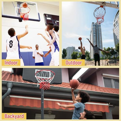 Basketball Net 1 Pack, Heavy Duty Basketball Net Replacement Weather Anti Whip Polyester Basketball Hoop Net Fits Standard Indoor Or Outdoor Court Use - Easy Install (Red White)