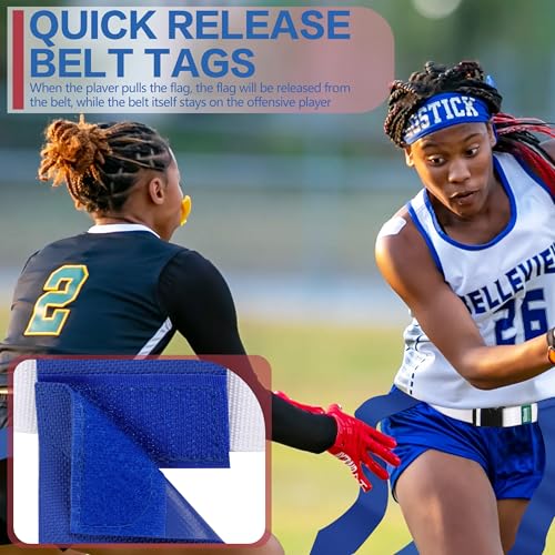 Flag Football Belts, 10/14 Player White Flag Football Sets for Youth, Kids and Adults Team Sports Training Games - color: Red and Blue