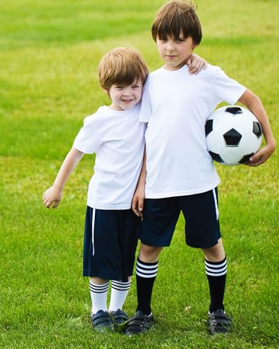 HONGTEYA Kids Soccer Socks Knee High Youth Uniform Socks Striped Boys Girls Baseball Football Athletic