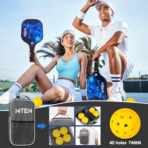 Pickleball Paddles Set of 2 or 4, or Single Paddle – USAPA Approved Fiberglass Surface Pickleball Rackets Set for Men & Women - color: Blue*2