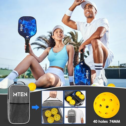 Pickleball Paddles Set of 2 or 4, or Single Paddle – USAPA Approved Fiberglass Surface Pickleball Rackets Set for Men & Women - color: Blue*2