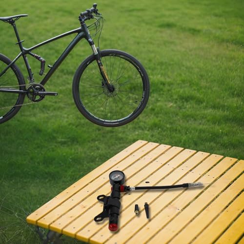 Aluminum Alloy Bike Pump with Gauge, Portable CK2 Inflator for Mountain Road Bikes, Dual Valve, Ball Needle Included for