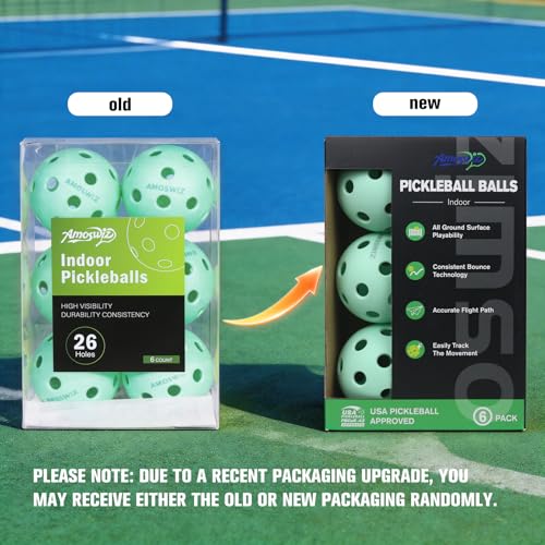 Indoor Pickleball Balls, 6/12 Pack of 26 Holes Pickleballs, USAPA Approved Indoor Pickleballs Set, High Visibility Durable Pickle Balls for Training and Tournament