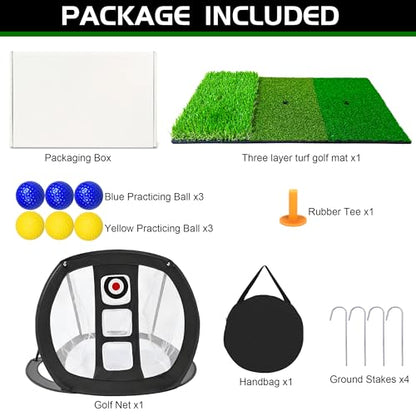 Golf Putting Mat Indoor Practice with Hitting Net 6 Balls for Dad Father Day Christmas Home Backyard Training