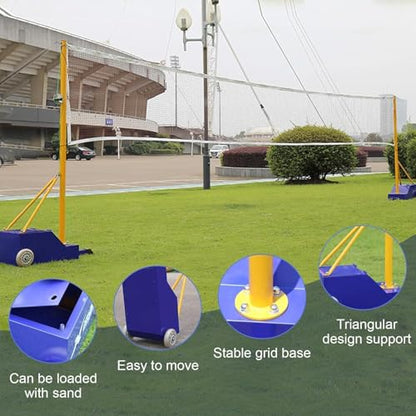 Adjustable Volleyball Poles & Net Set for Backyard - Heavy Duty Outdoor Volleyball & Badminton System, 4 Heights 5ft-6.8ft, Perfect for Family Fun