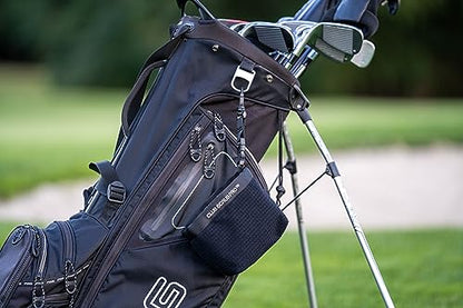 Club Scrub Golf Club and Golf Ball Cleaning Bag, Waterproof Clean Face Technology Liner, Detachable Clip, Machine Washable, Cleans Club Grooves, Dry Exterior (Neoprene or Microfiber Option Available) - color: Black, style: Microfiber Pro