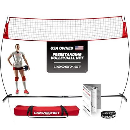 PowerNet Portable Volleyball Net for Backyard Training, Indoor Outdoor Volleyball Practice Equipment, Great for Hitting Serving Drills Small Scrimmage or 1 On 1 Game - size: 20-Foot