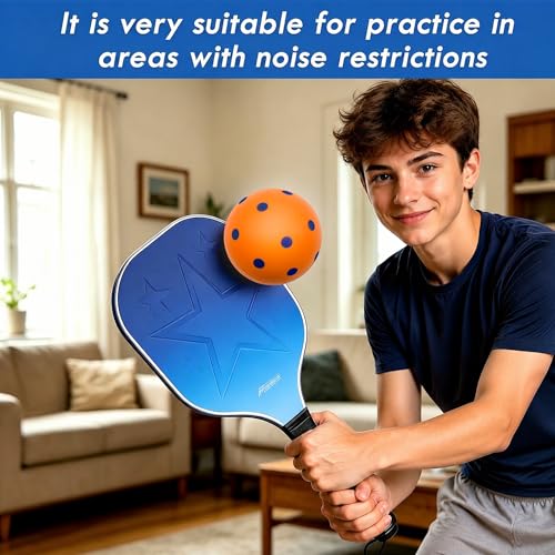 Foam Pickleball Balls, 6 Pack Quiet & Silent Pickleballs for Indoor Outdoor Play, Soft & Safe Practice Balls for Kids, Beginners and Family