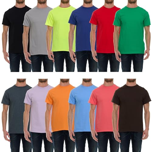 12 Pack Plus Size Men's Cotton T-Shirt Bulk Big & Tall Short Sleeve Lightweight Premium Fitted Classic Tees - color: 12 Pack Assorted, size: Small