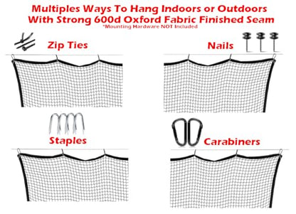 10ft, 15ft, 25ft Sports Practice Netting Sturdy Net Hitting Throwing Pitching Net 150LB Impact Hit Tested Nylon Mesh Netting for Golf, Baseball, Softball, Hockey, Soccer, LAX - size: 10ft x 20ft