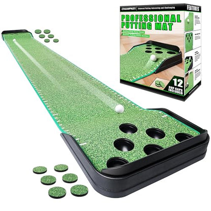 CHAMPKEY Golf Putting Green Indoor - Advanced Guides Golf Putting Mat - Enhance Putting Accuracy and Challenge - style: Pong Game LITE Version