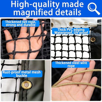 Tennis Net, Thicken Double 6 Rows Nets, Heavy Duty Professional Tennis Court 42FT Net Replacement Portable Nets Nylon for Outdoor/Indoor Standard Courts [ Include Center Strap ]