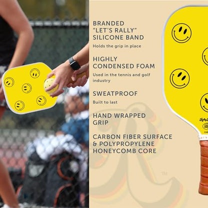 Officially Licensed Pickleball Paddle - USA Pickleball Association Approved Racket - Lightweight Honeycomb Core, Carbon Fiber Exterior, Premium Leather Grip for Comfort