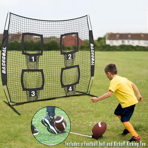 BaseGoal 6x6 Ft Football Nets for Throwing,Football Target,Quarterback Training Equipment with 4 Target Pockets for Improving Football Accuracy Throwing - color: black