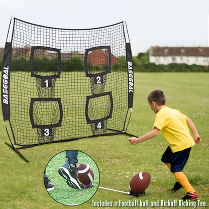 BaseGoal 6x6 Ft Football Nets for Throwing,Football Target,Quarterback Training Equipment with 4 Target Pockets for Improving Football Accuracy Throwing - color: black