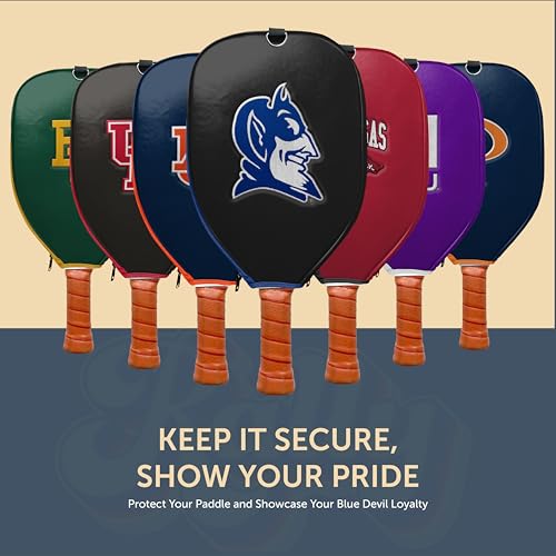 Officially Licensed Collegiate Pickleball Paddle Cover - Lightweight PU Leather Material - Durable Foam Interior Protection with Zippered Closure - Fits Most Paddles on the Market - color: Duke Blue Devils
