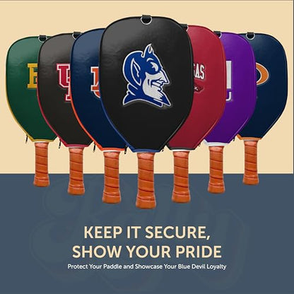 Officially Licensed Collegiate Pickleball Paddle Cover - Lightweight PU Leather Material - Durable Foam Interior Protection with Zippered Closure - Fits Most Paddles on the Market - color: Duke Blue Devils