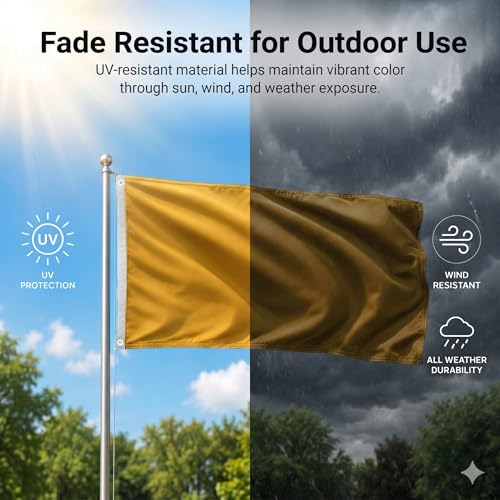DMSE Solid Gold Flag, 3x5 Flag, UV Resistant, Fade Resistant Material with Metal Grommets (3ft x 5ft), (Polyester), (Gold) - color: Gold, size: Polyester (3 x 5 ft)