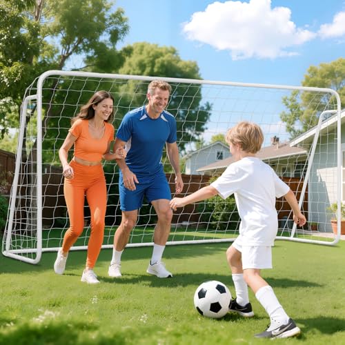 DoCred 6x4/8x6/10x6.5/12x6/16x7/18x7/21x7/24x8ft Soccer Goals, Foldable Steel Full Size Soccer Goal for Backyard, Weatherproof Metal Soccer Goal for Teens/Adults Practice Training - size: 12x6FT, style: Metal Non-Foldable