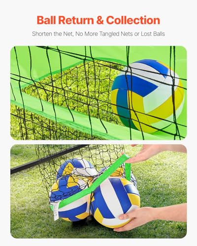 VEVORAdjustable Height Badminton Net Set for Backyard Beach Lawn, Outdoor Portable Volleyball Net with Carrying Bag, 4 Square Quick Assemble Game Set for Kids and Adults