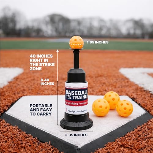 Baseball Tee Trainer Popper- Baseball Swing Trainer with 4 Practice Balls - Baseball Hitting Trainer for Training - Pop Up Trainer for Indoor & Outdoor Solo Training by HAMARA