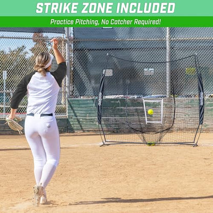 GoSports 7 x 7 ft Baseball & Softball Nets - Available in Team Colors - Batting & Pitching Net with Strike Zone - color: Black