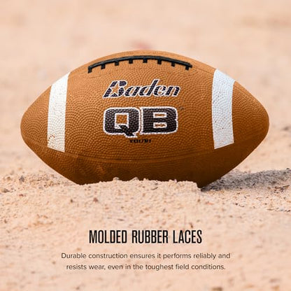 Baden QB Rubber Football | Molded Rubber Cover and Laces Holds up to Tough Conditions | Ideal for Backyard Play, Camps & Leagues | Brown | Pee-Wee, Junior, Youth, Official Sizes - size: Youth Size 7, style: Single Ball