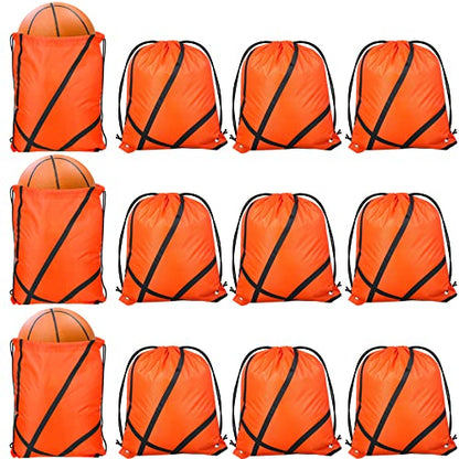 Riakrum 12 Pcs 16.5 Inch Ball Drawstring Backpack Party Drawstring Bag for Sports Travel Gym Workout