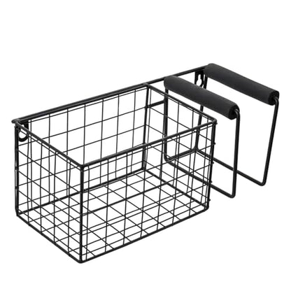 MyGift 12 Inch Wide Table Tennis Equipment Organizer Rack, Wall Mounted Metal Paddle Holder with Ping Pong Ball Storage 5 x 5 Inch Size Basket