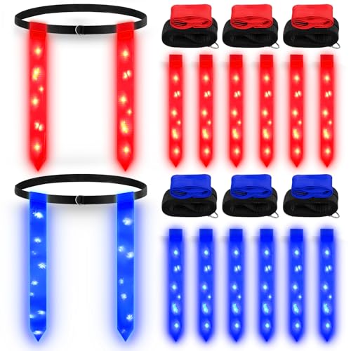 Libima LED Flag Football Belts Set Glow in The Dark Light up Adjustable Capture Flag Outdoor Beach Games Football Party - color: Red, Blue, Black Blue and Red