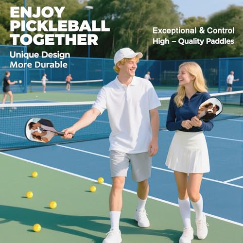 Custom Pickleball Paddles with Photo Text Logo, Personalized Pickleball Paddles with Comfort Grip, Personalized Gifts for Beginners, Lover, Boyfriend, Men (Only One Paddle) - color: black