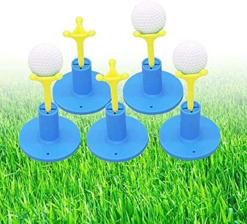 Golf Rubber Tee Holder Set for Golf Driving Range Tee Practice Tool Pack of 5 - color: Blue