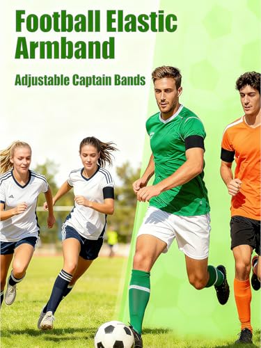 Captain's Armband Soccer Football Rugby Captain Armbands for Youth and Adult,Anti-Drop Design - Pack of 6 - color: 6 Black /No C