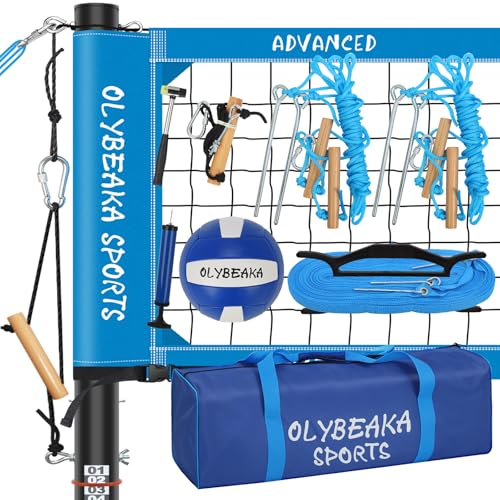Professional Volleyball Net Set for Outdoor Fun with Adjustable Aluminum Poles, Upgraded Anti-sag Net, PU Volleyball, Boundary Line, Large Carry Bag