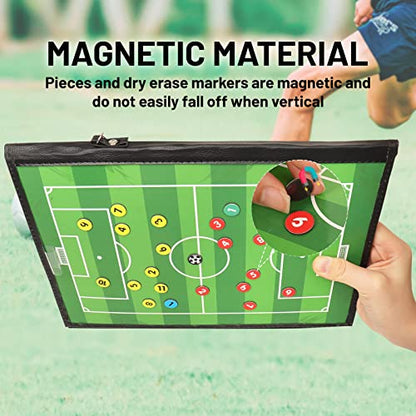 Soccer Coaching Board, Magnetic Soccer Clipboard for Coaches, Foldable Board with Dry Erase Marker