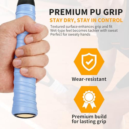 2 Pcs Tennis Racket Grip Tape, Dry Tennis Overgrip Tape, Anti-Slip Absorbent Grip, Racket Overgrip Tape - color: Sky Blue, size: Textured-43.3"x1"x0.03"