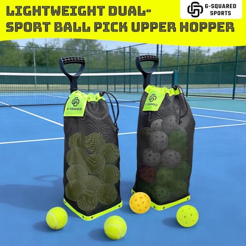 Lightweight Tennis Ball Hopper – Holds 50+ Tennis Balls or 40+ Pickleballs | Durable Steel Frame | Portable Adjustable Ball Picker for Hard Court, Clay, Grass