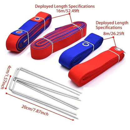 Beach Volleyball Lines Professional Court Sand Marking Kit with Visible Polyester Ropes Stakes Weather Resistant Portable Set Suitable for Beach