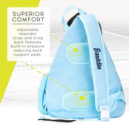 Franklin Sports Pickleball Bags - Sling Bag Backpack for Gear + Equipment - Men + Women - Holds Paddles, Balls + Accessories - color: Carolina Blue