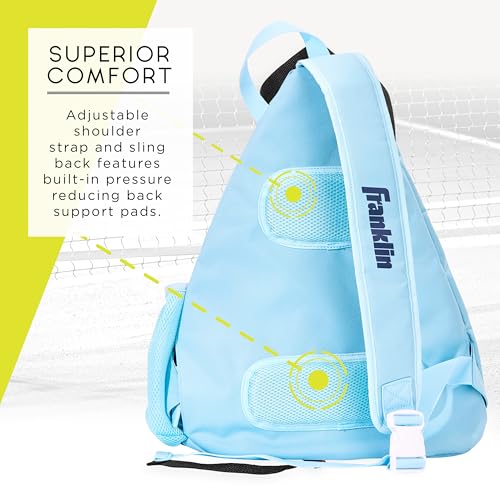 Franklin Sports Pickleball Bags - Sling Bag Backpack for Gear + Equipment - Men + Women - Holds Paddles, Balls + Accessories - color: Carolina Blue
