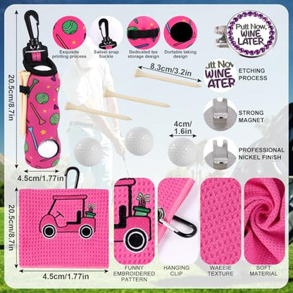 SAIWEILAI ONLINE 12 Pieces Golf Gifts for Women Golfers Christmas Gifts Set with Funny Golfing Can Glass Socks Towel Makeup Bag Hat Clip Bag Ball and Tee Holder - style: Women