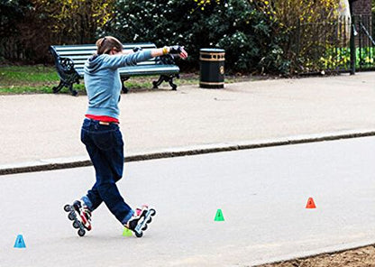 Famgee 3 Inch Plastic Windproof Slalom Cones Inline Roller Skating Cones Pile Cup Roadblocks Traffic Road Cones Set with Holes for Skate Practice Sport Training - color: 5 Colors 20 Pcs Style 1