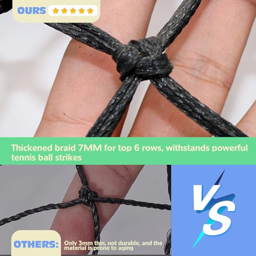 Tennis Net Professional Tennis Court Net 42FT Replacement Nets Heavy Duty Sport Nets with 2 Fiberglass Dowels, Compatible with Outdoor Indoor Standard Courts - size: Double-Layer Net