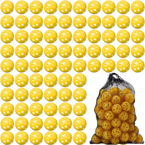 MiniInflat 80 Pack Practice Golf Balls Limited Flight 42 mm Golf Training Airflow Hollow Plastic Ball for Women Men Indoor Outdoor Driving Range Swing Practice Home