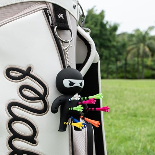 Golf Tee Holder, Ninja Portable Funny Golf Tees Holder Keychain Golf Gift Golf Accessories for Men & Women - color: Black