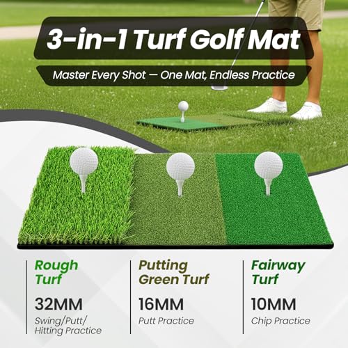 Premium Golf Practice Mats – Mini & Large Options for Hitting, Putting & Chipping | Indoor/Outdoor Training Sets - style: Mini