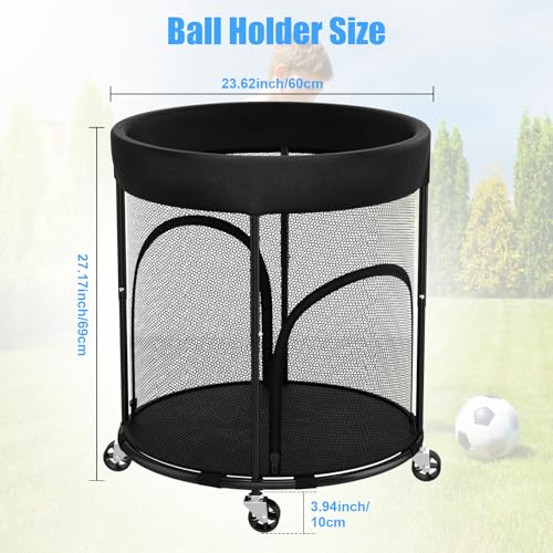 Ball Storage, Basketball Holder Ball Rack Basketball Organizer Bin 2 Side Opening Ball Cart with Wheels Sports Equipment Organizer Ball Organizer for Garage Room Gym Indoor & Outdoor