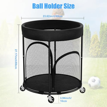 Ball Storage, Basketball Holder Ball Rack Basketball Organizer Bin 2 Side Opening Ball Cart with Wheels Sports Equipment Organizer Ball Organizer for Garage Room Gym Indoor & Outdoor