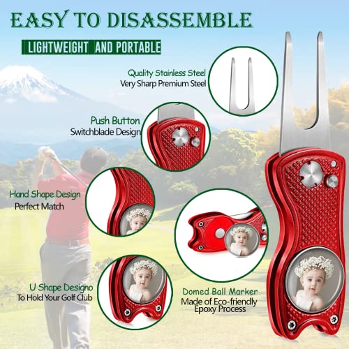 ubmpj Custom Golf Divot Tool Kits with Ball Markers, Personalized Foldable Divot Tool with Your Photo/Logo Multi-Colors/Markers Pop-up Button for Golfers